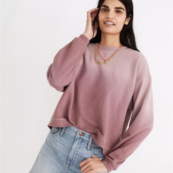 MADEWELL Dip-Dye (Re)sourced Cotton Swing Sweatshirt Mauve Pink Women’s Small - Picture 1 of 11